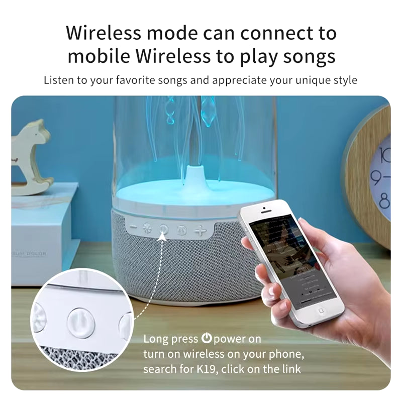 K19 Creative Portable Colorful Jellyfish Lamp Bluetooth Speaker Hifi Stereo 3D Surround Subwoofer Home Theater Sound System