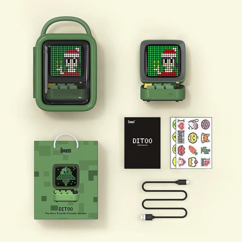 New Divoom Ditoo-Plus Retro Pixel Art Bluetooth Portable Speaker Alarm Clock DIY LED Display Board, Cute Gift Home Light