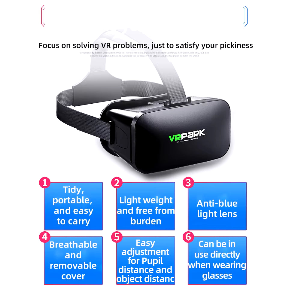 VR Glasses 3D Virtual Reality Headset Helmet for Phone Lenses Goggles Devices Viar Smart Smartphones Controller Cell Game Viewer